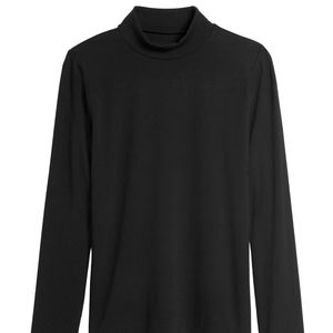 Banana Republic Ribbed Mock-Neck T-Shirt Black
